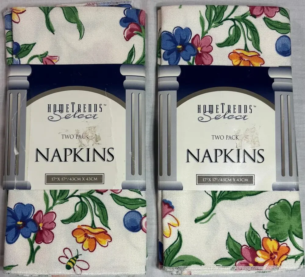 Vintage HomeTrends Select Floral Cloth Napkins 4 Pc Lot 17x17 New